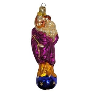 Christopher Radko Mary Jesus Mother Child Glass Standing on World Stars Ornament